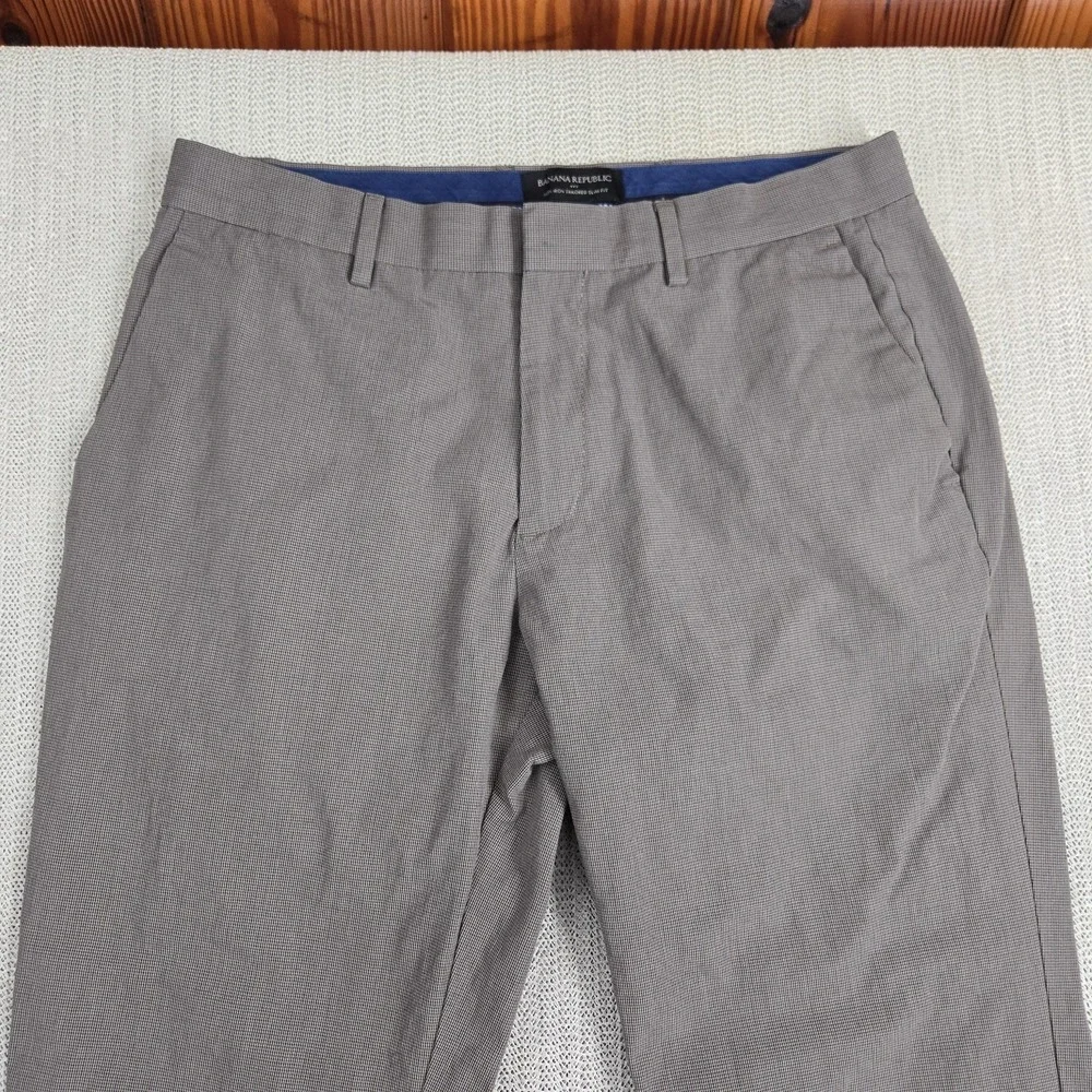 Banana Republic Dress Pants Mens‎ 32x32 Brown Gray Non Iron Tailored Slim Fit